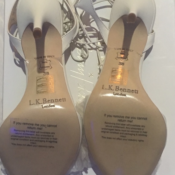 L.K. Bennett White Strappy Wedding Sandals Heels - Picture 5 of 7